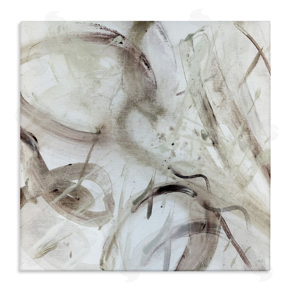 Susan Jill Contemporary Beige Abstract Composition Stretched Canvas Wall Art Print