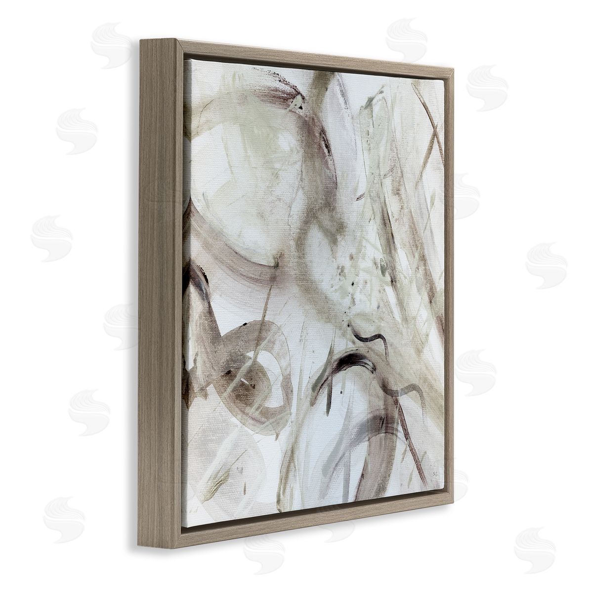 Susan Jill Contemporary Beige Abstract Composition Brown Floating Frame Canvas Wall Art Print