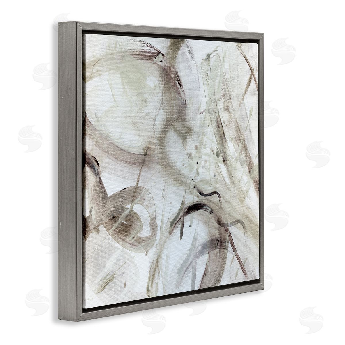 Susan Jill Contemporary Beige Abstract Composition Gray Floating Frame Canvas Wall Art Print