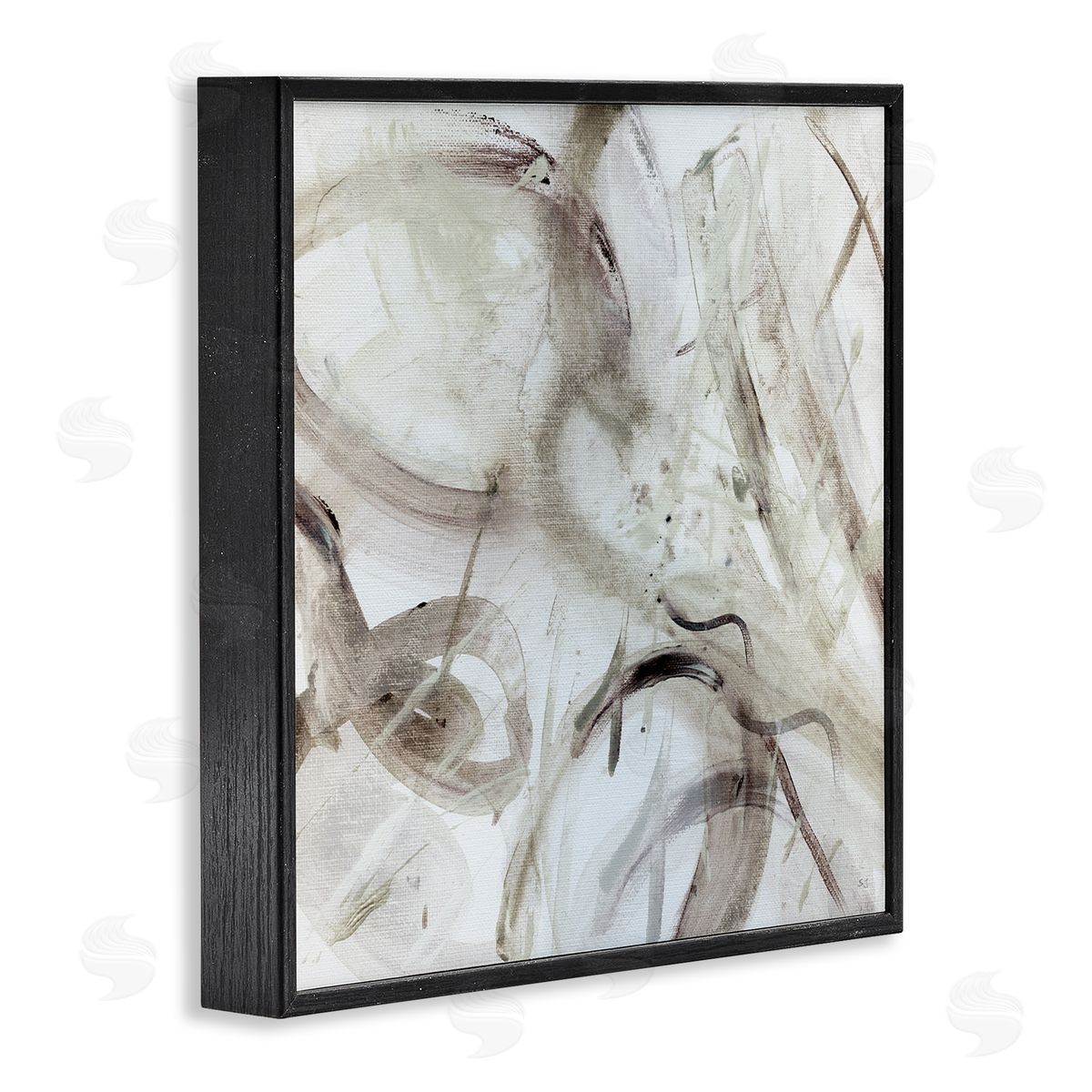 Susan Jill Contemporary Beige Abstract Composition Black Framed Glicee Wall Art Print