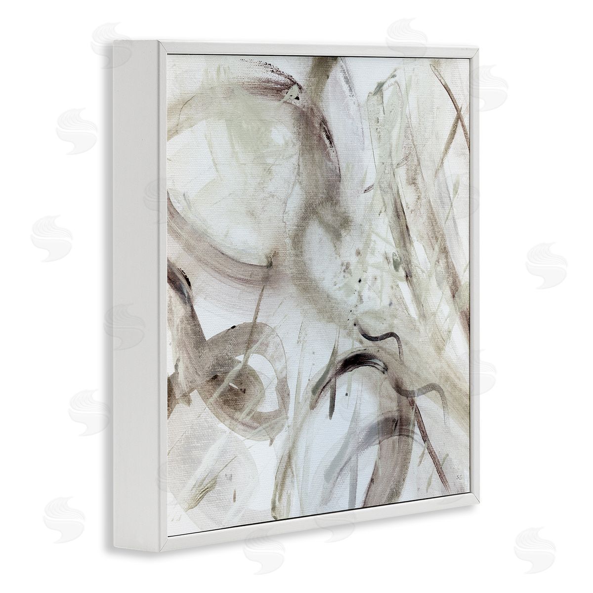 Susan Jill Contemporary Beige Abstract Composition White Framed Glicee Wall Art Print