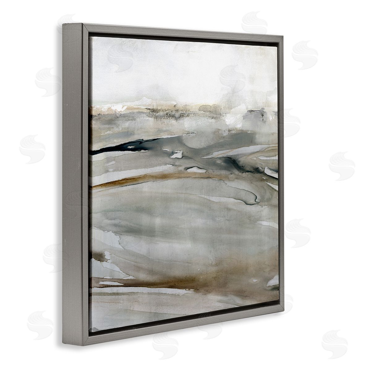 Carol Robinson Fluid Brown Abstract Composition Gray Floating Frame Canvas Wall Art Print