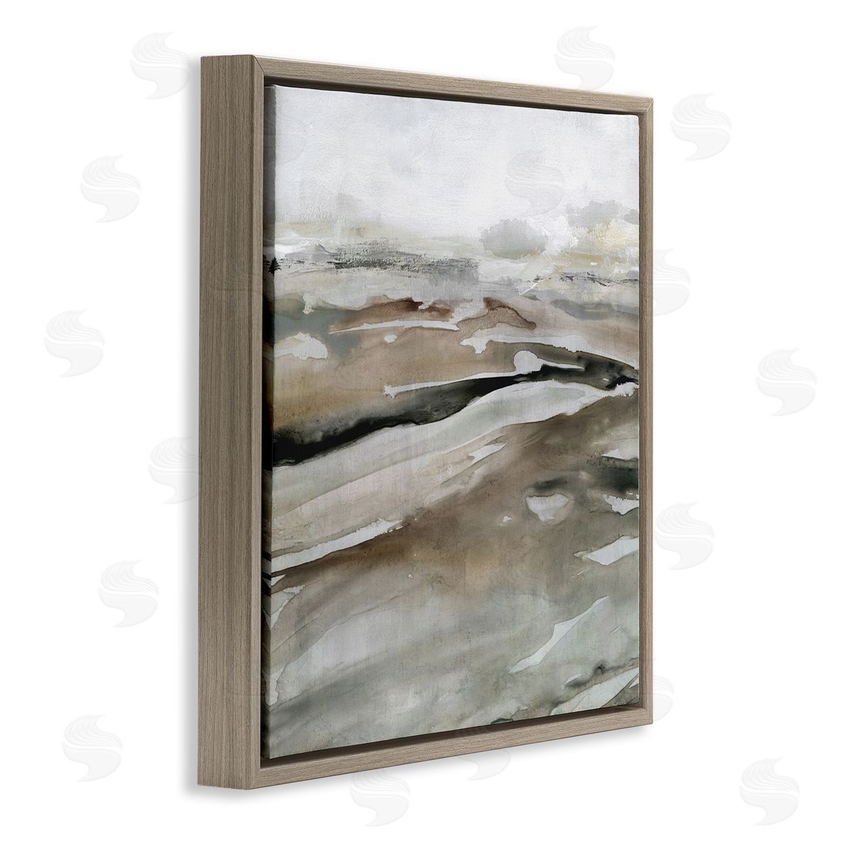 Carol Robinson Abstract Muted Landscape Scene Brown Floating Frame Canvas Wall Art Print