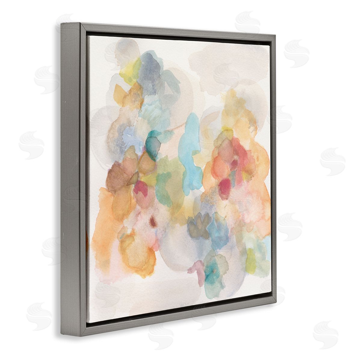 Soft Abstract Watercolor Splash Grey Floating Frame Canvas Wall Art, Home Decor by Jodi Fuchs