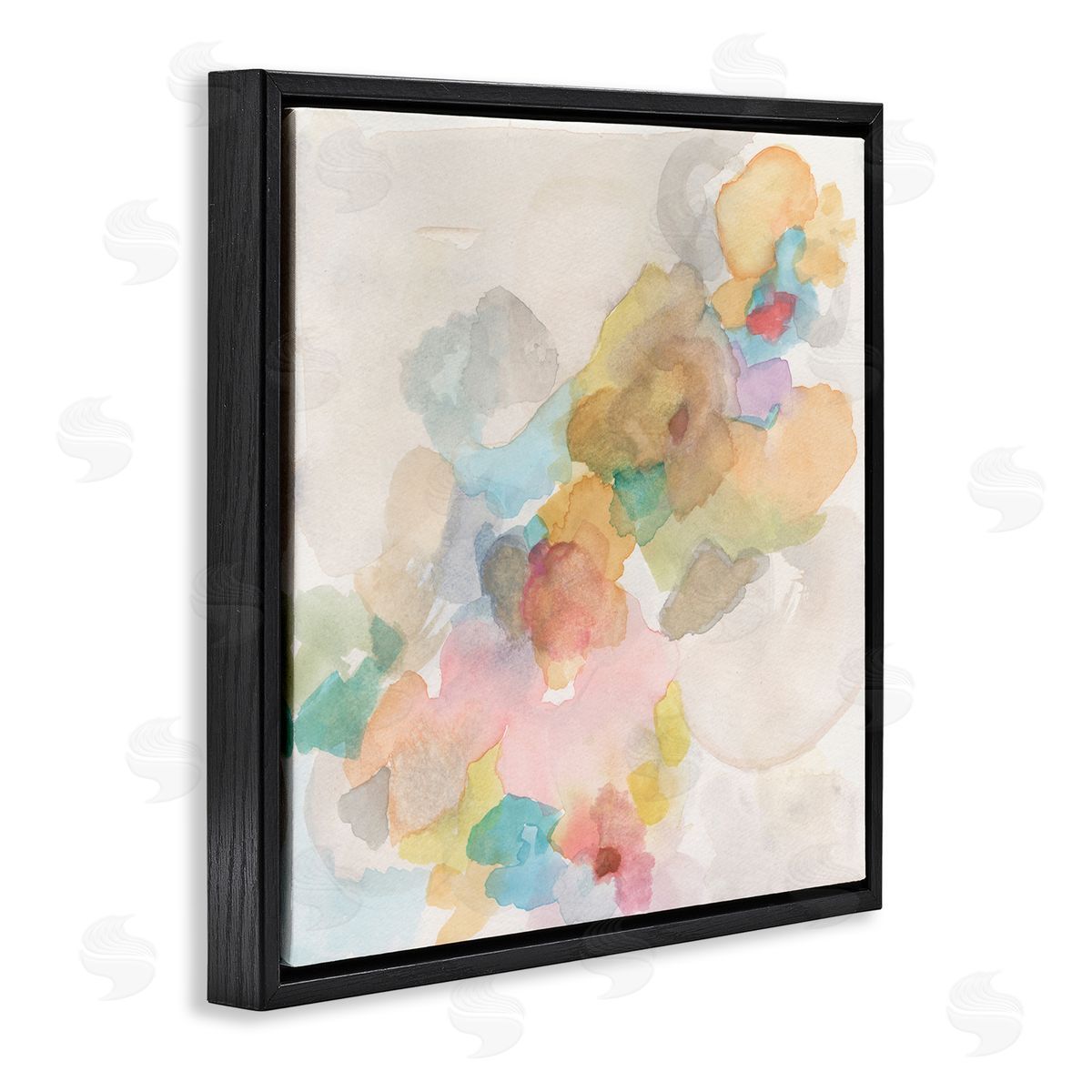 Jodi Fuchs Modern Abstract Floral Shapes Black Floating Frame Canvas Wall Art Print