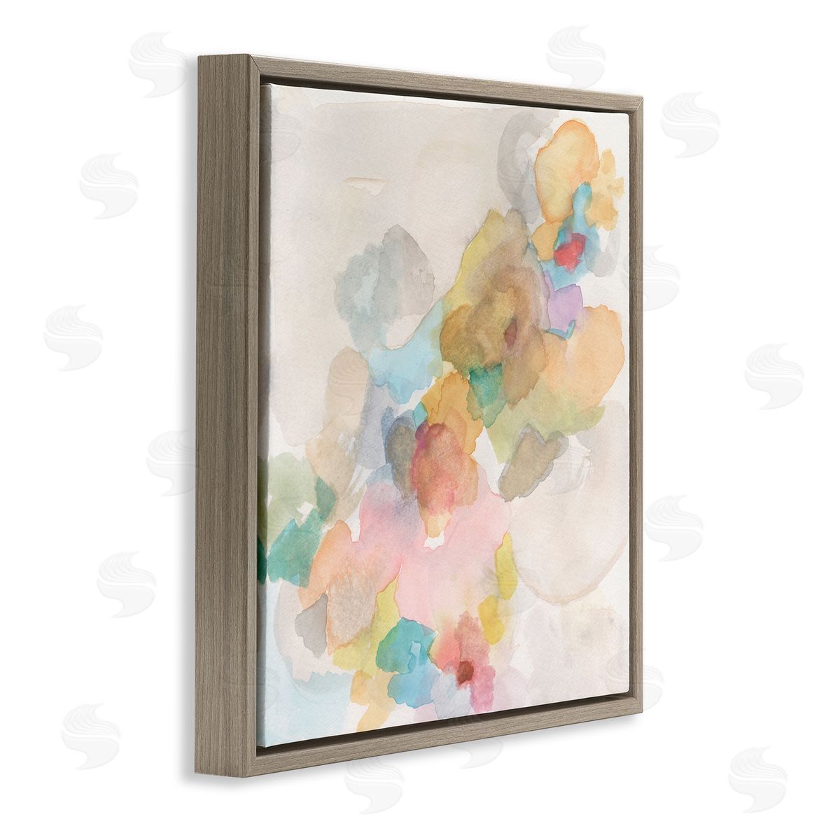 Jodi Fuchs Modern Abstract Floral Shapes Brown Floating Frame Canvas Wall Art Print
