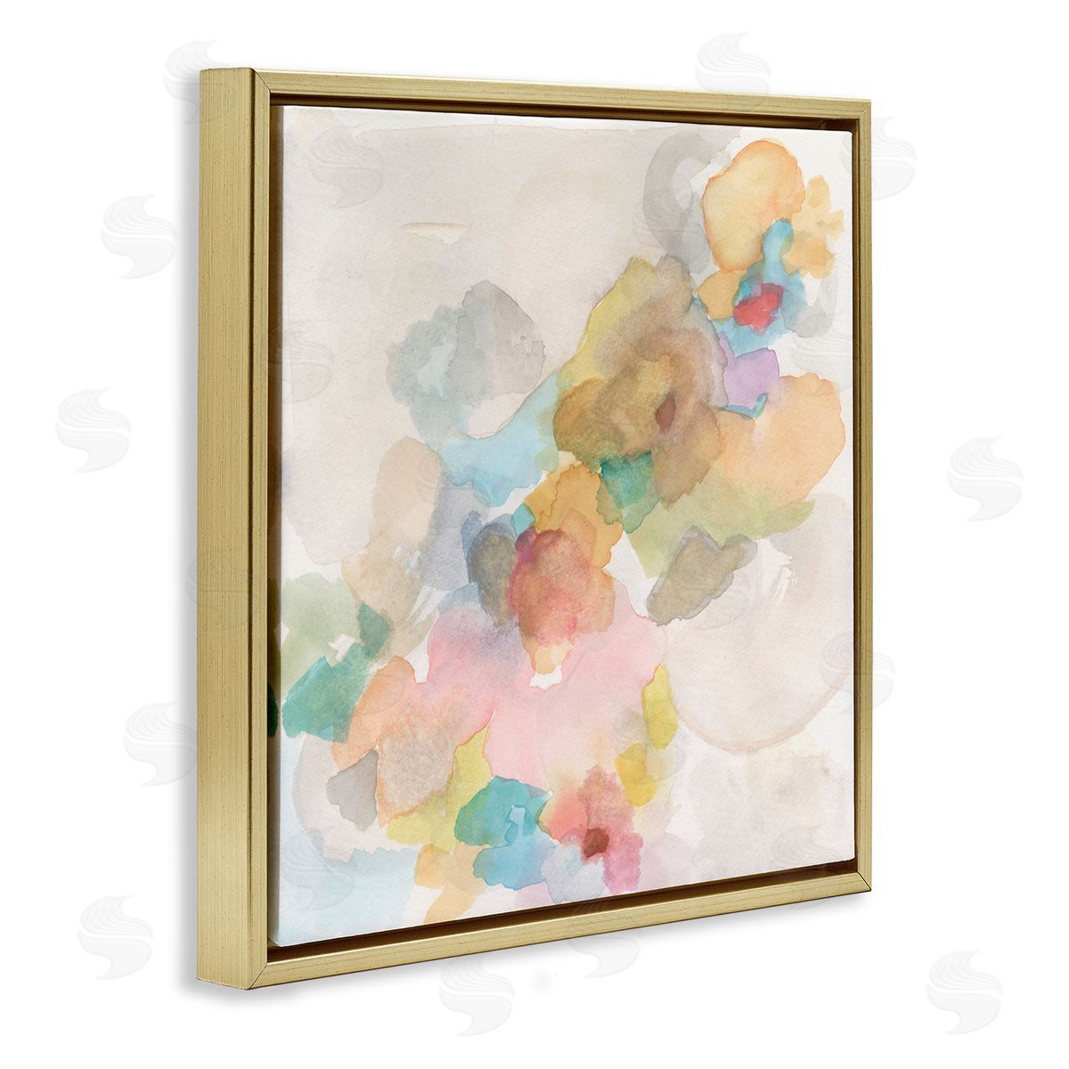 Jodi Fuchs Modern Abstract Floral Shapes Gold Floating Frame Canvas Wall Art Print