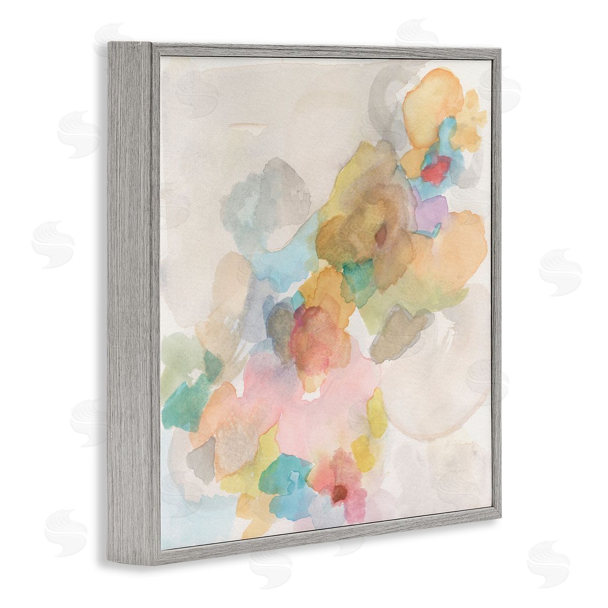 Jodi Fuchs Modern Abstract Floral Shapes Gray Framed Glicee Wall Art Print
