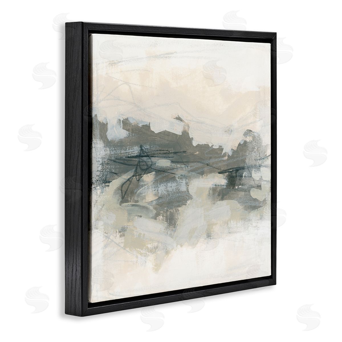 June Erica Vess Contemporary Moody Abstract Scribble Black Floating Frame Canvas Wall Art Print
