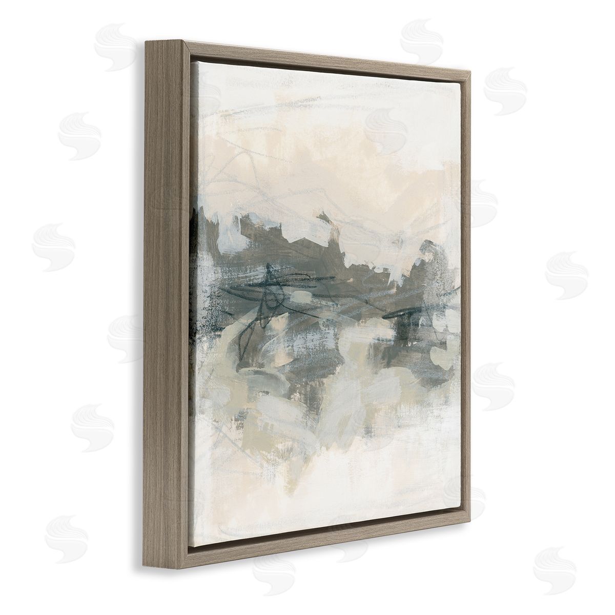 June Erica Vess Contemporary Moody Abstract Scribble Brown Floating Frame Canvas Wall Art Print