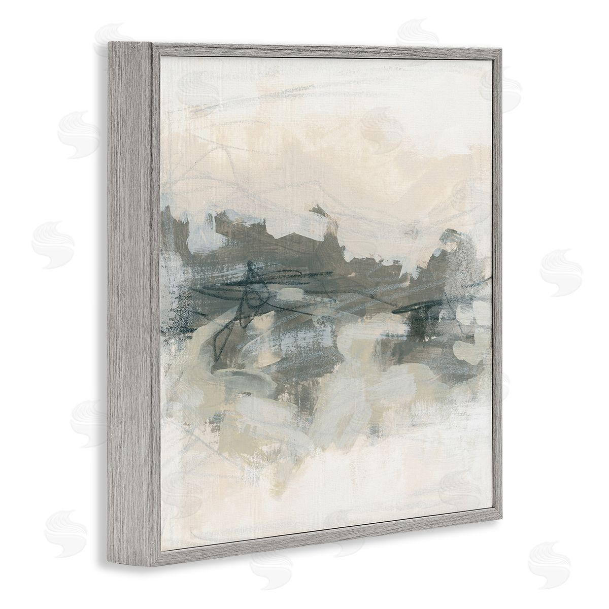 June Erica Vess Contemporary Moody Abstract Scribble Gray Framed Glicee Wall Art Print