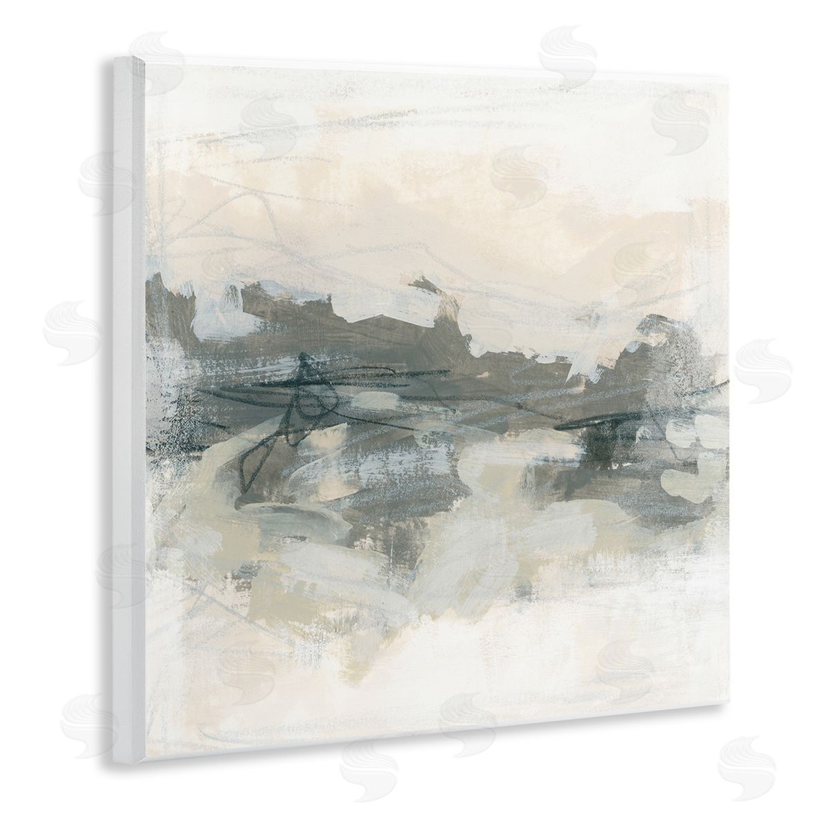 June Erica Vess Contemporary Moody Abstract Scribble Wooden Wall Plaque Art Print