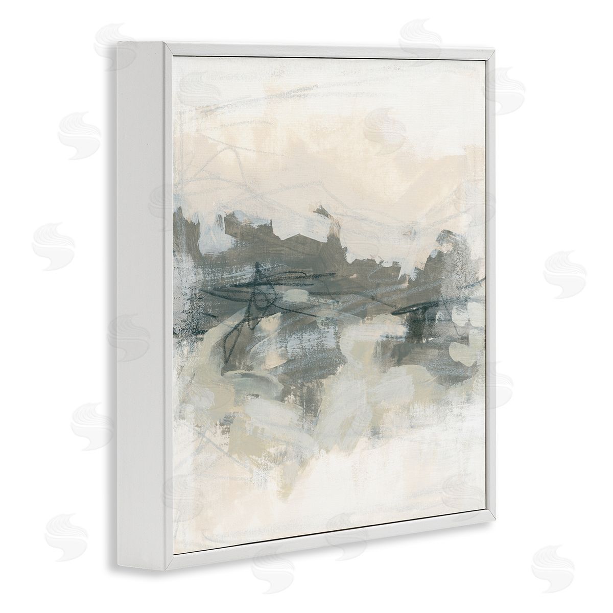 June Erica Vess Contemporary Moody Abstract Scribble White Framed Glicee Wall Art Print