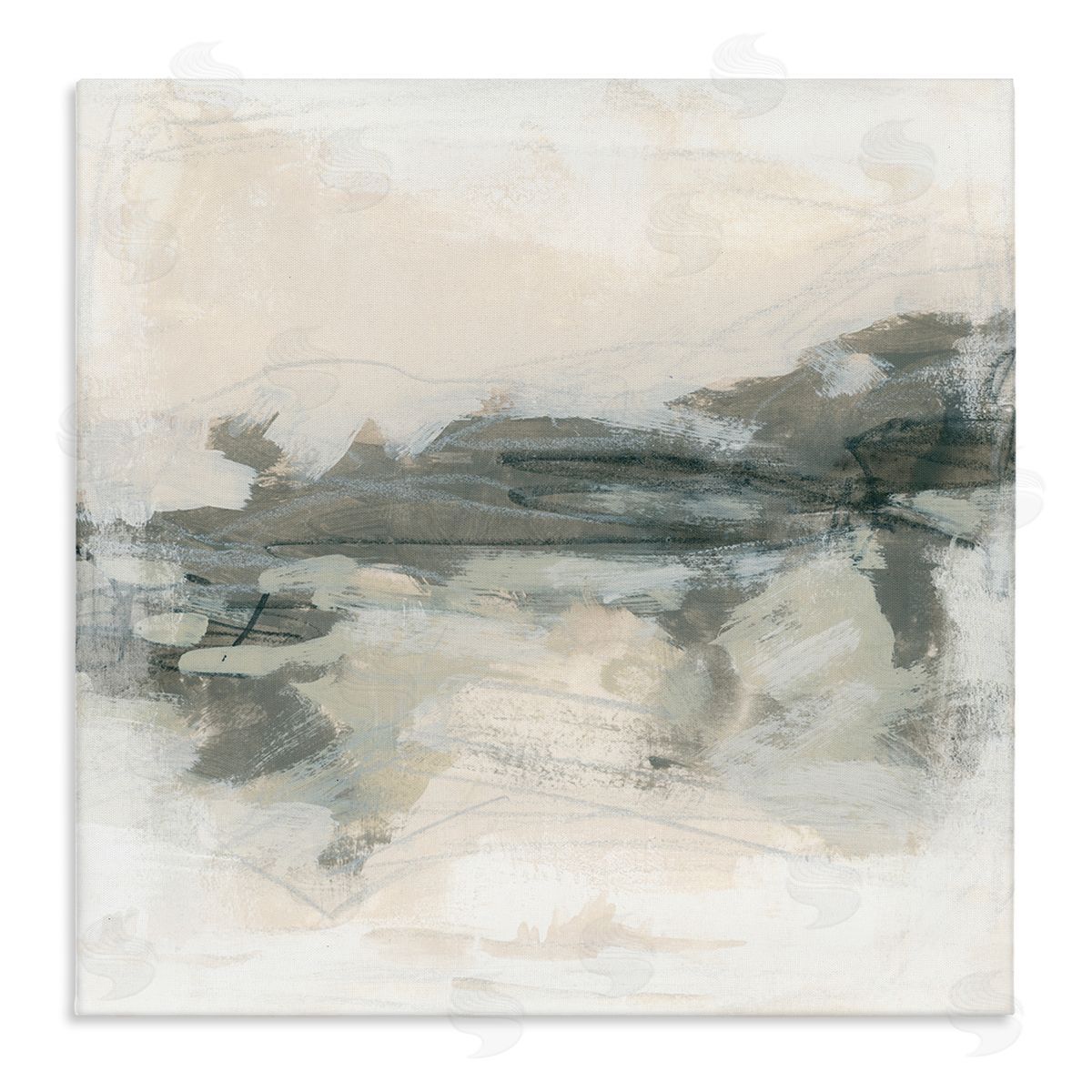 June Erica Vess Beige Streaked Abstract Shape Stretched Canvas Wall Art Print