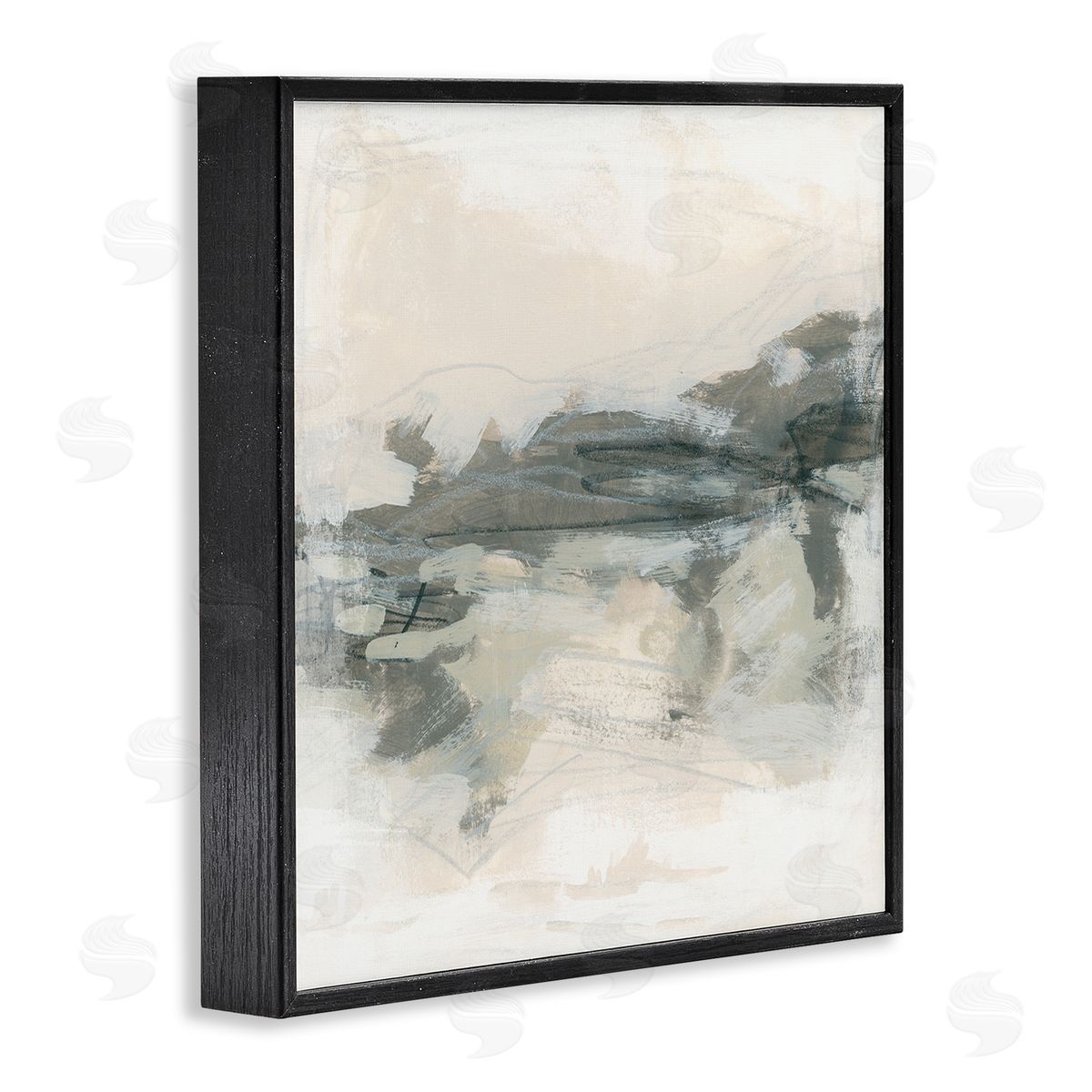 June Erica Vess Beige Streaked Abstract Shape Black Framed Glicee Wall Art Print