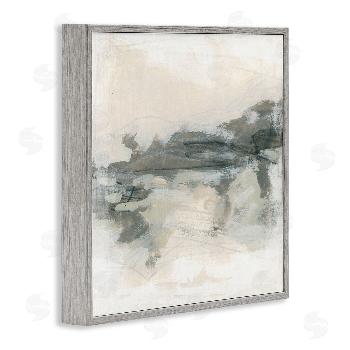 June Erica Vess Beige Streaked Abstract Shape Gray Framed Glicee Wall Art Print