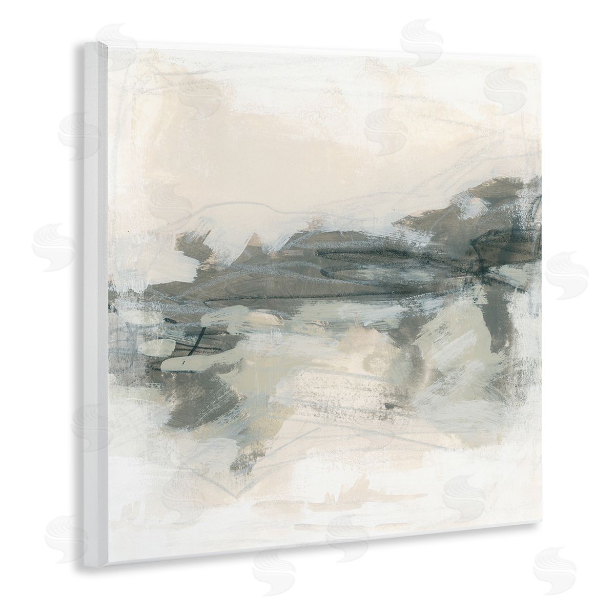 June Erica Vess Beige Streaked Abstract Shape Wooden Wall Plaque Art Print