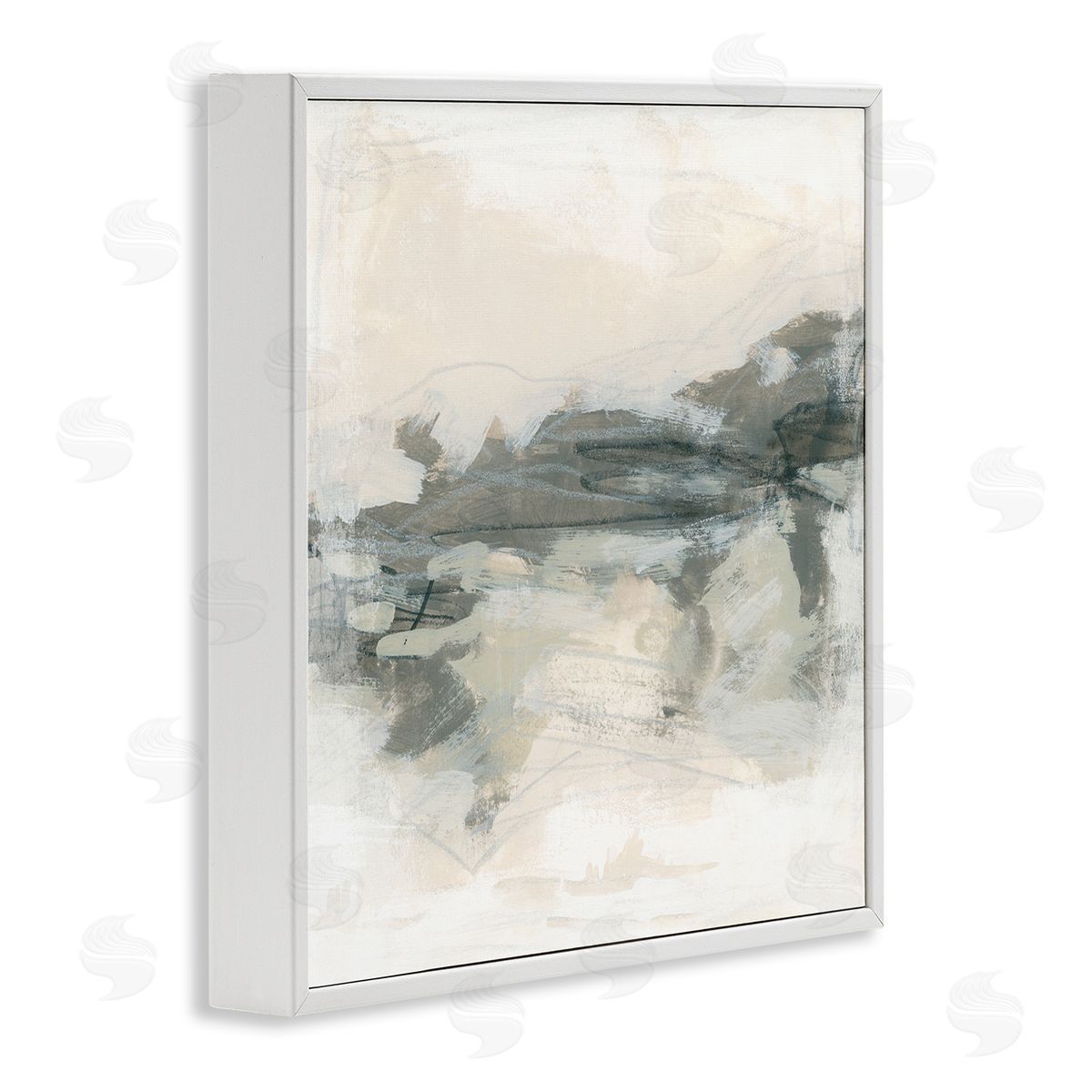June Erica Vess Beige Streaked Abstract Shape White Framed Glicee Wall Art Print