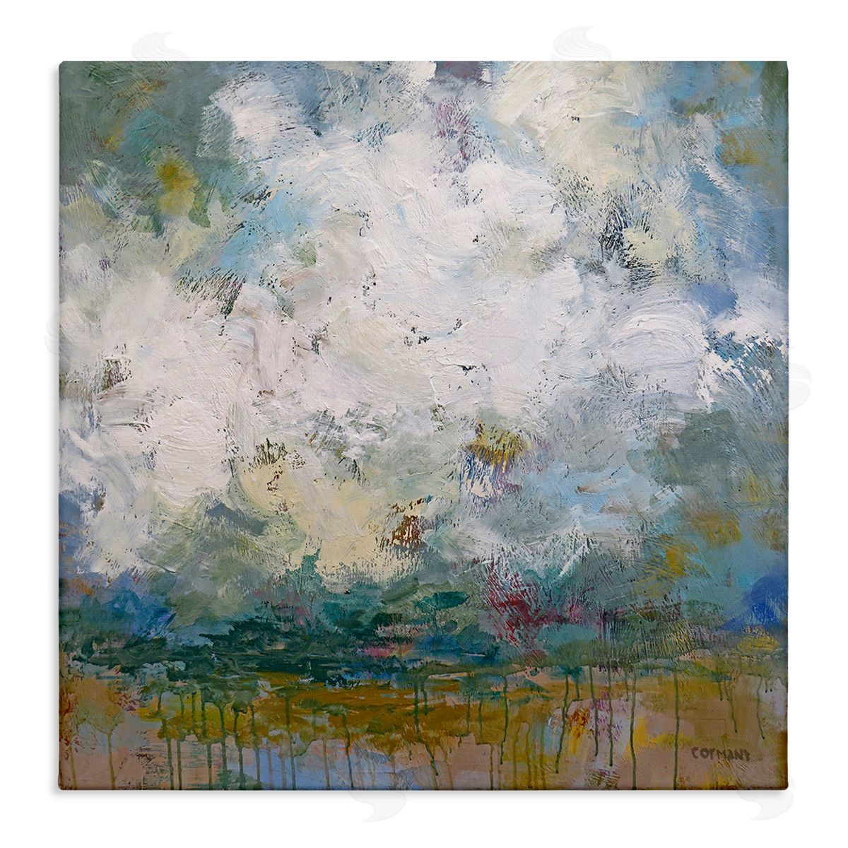 Claire Cormany Brushed Clouds Abstract Painting Stretched Canvas Wall Art Print