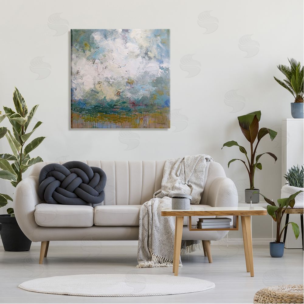 Claire Cormany Brushed Clouds Abstract Painting Canvas Wall Art in Room