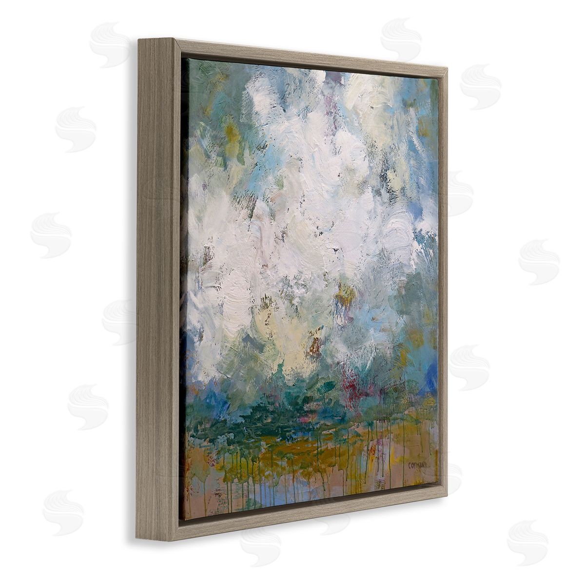 Claire Cormany Brushed Clouds Abstract Painting Brown Floating Frame Canvas Wall Art Print