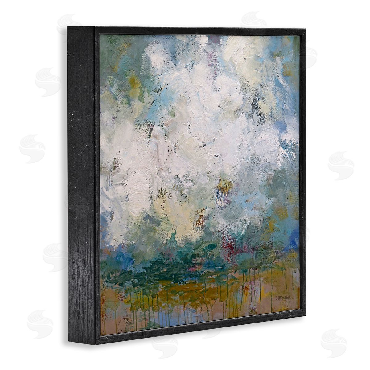 Claire Cormany Brushed Clouds Abstract Painting Black Framed Glicee Wall Art Print