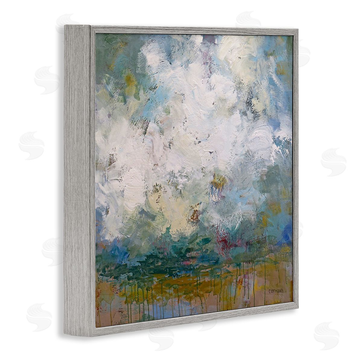 Claire Cormany Brushed Clouds Abstract Painting Gray Framed Glicee Wall Art Print