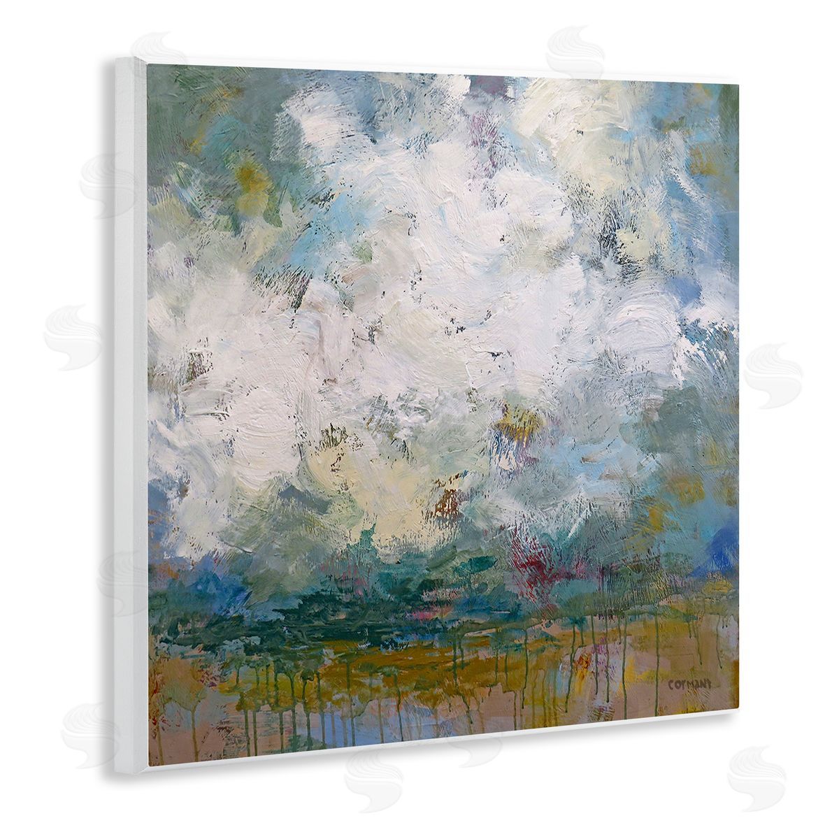 Claire Cormany Brushed Clouds Abstract Painting Wooden Wall Plaque Art Print