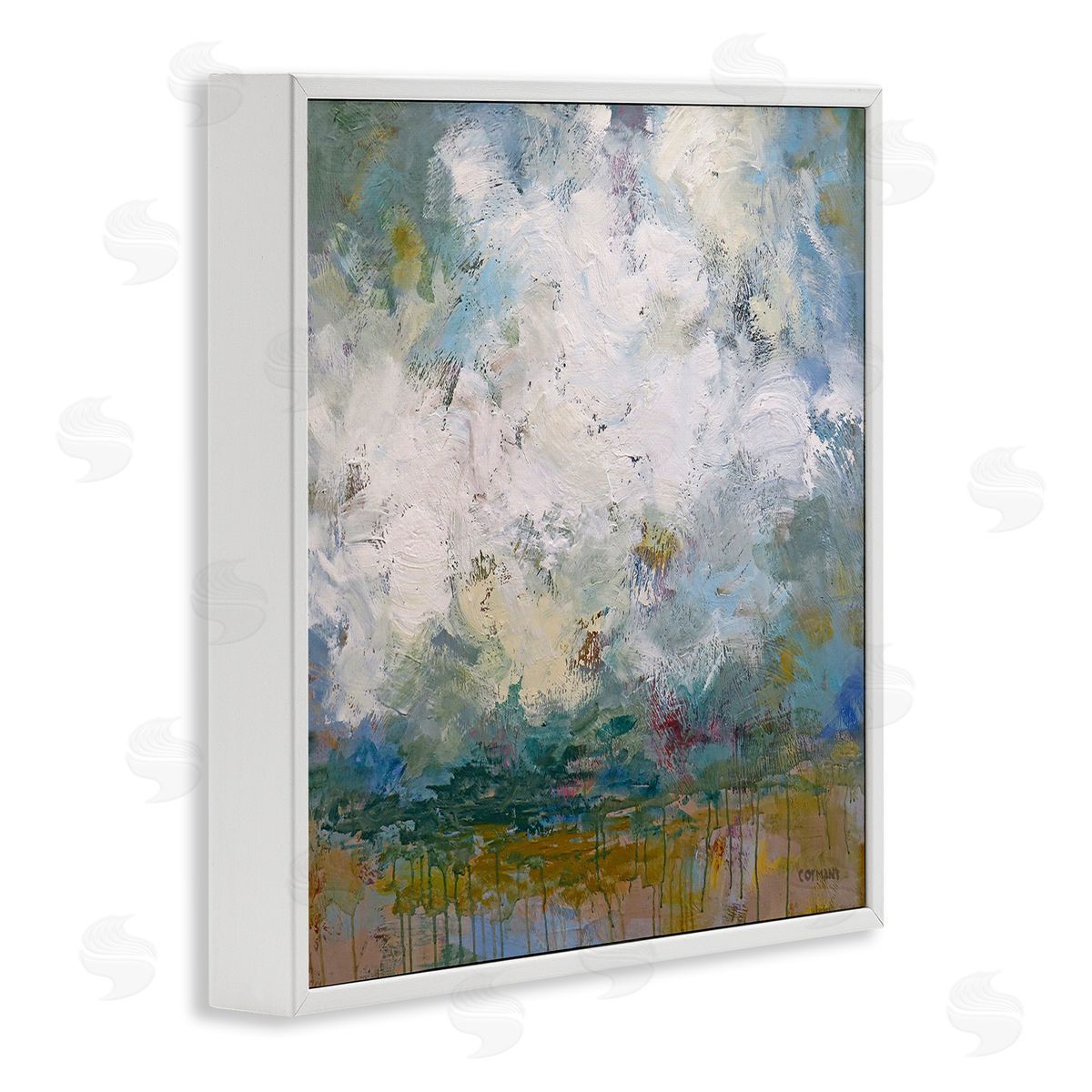 Claire Cormany Brushed Clouds Abstract Painting White Framed Glicee Wall Art Print