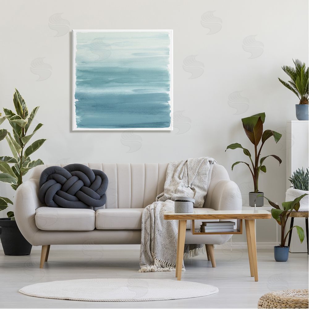 Allie Corbin Pale Blue Modern Gradient Canvas Wall Art in Room