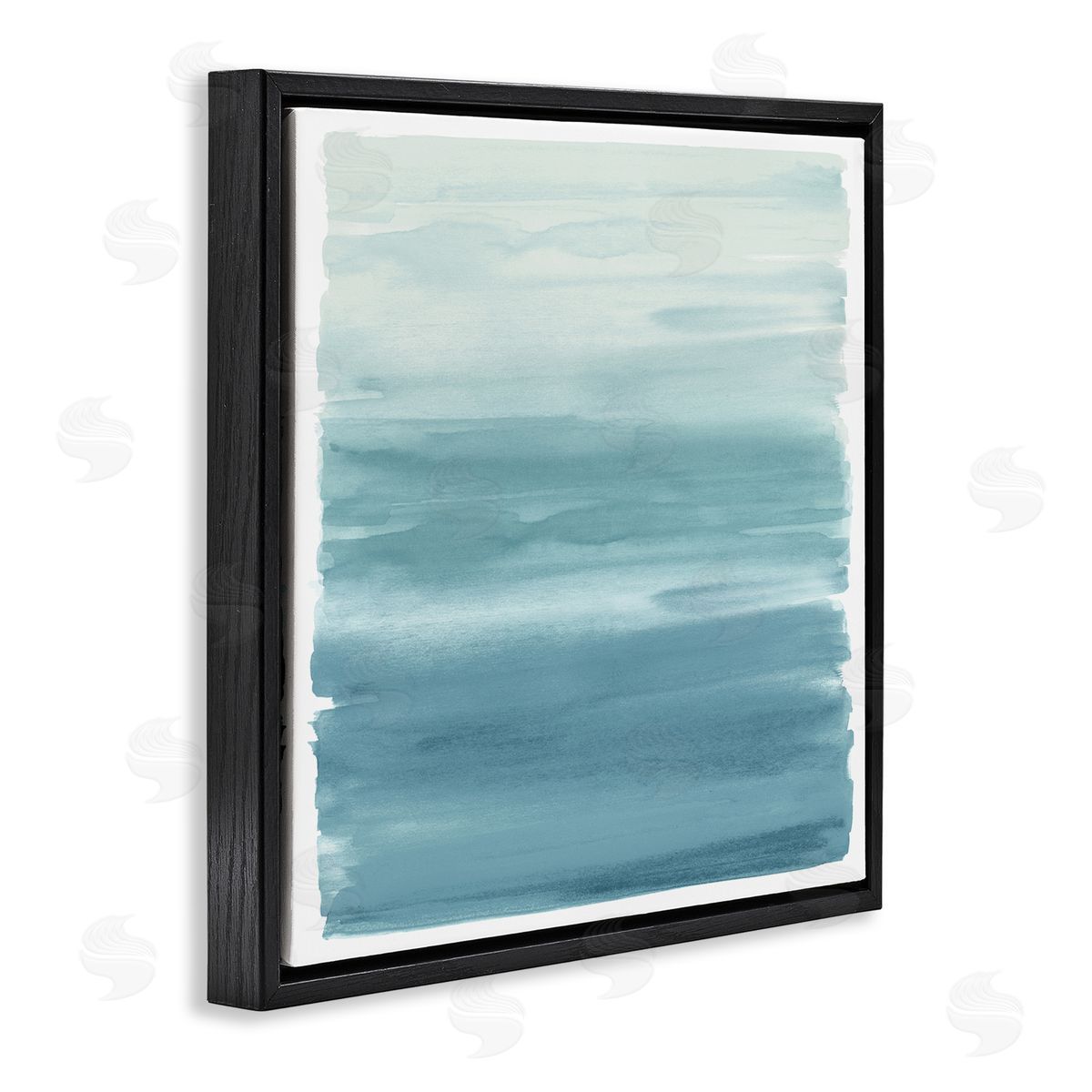Allie Corbin Pale Blue Modern Gradient Black Floating Frame Canvas Wall Art Print