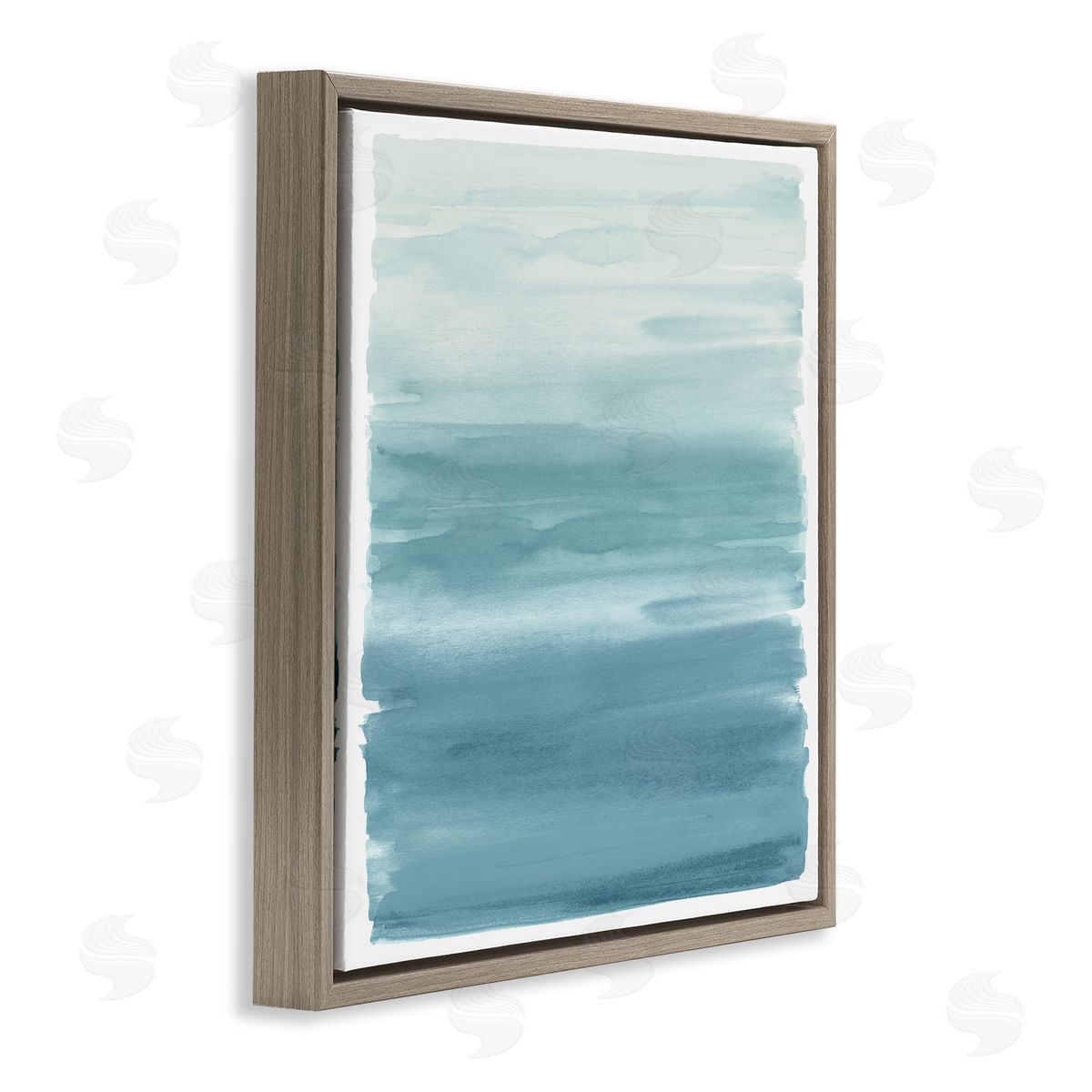 Allie Corbin Pale Blue Modern Gradient Brown Floating Frame Canvas Wall Art Print
