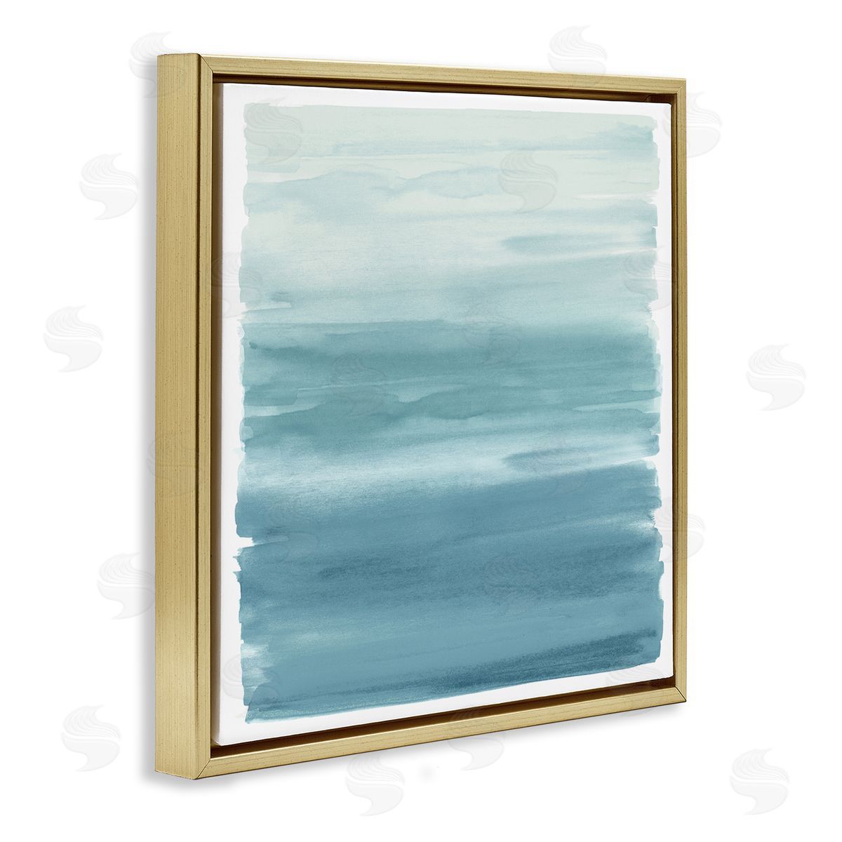 Allie Corbin Pale Blue Modern Gradient Gold Floating Frame Canvas Wall Art Print