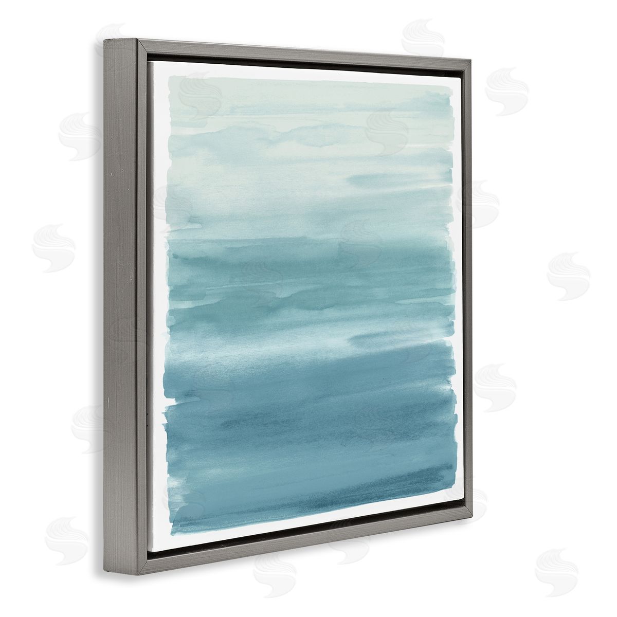 Allie Corbin Pale Blue Modern Gradient Gray Floating Frame Canvas Wall Art Print