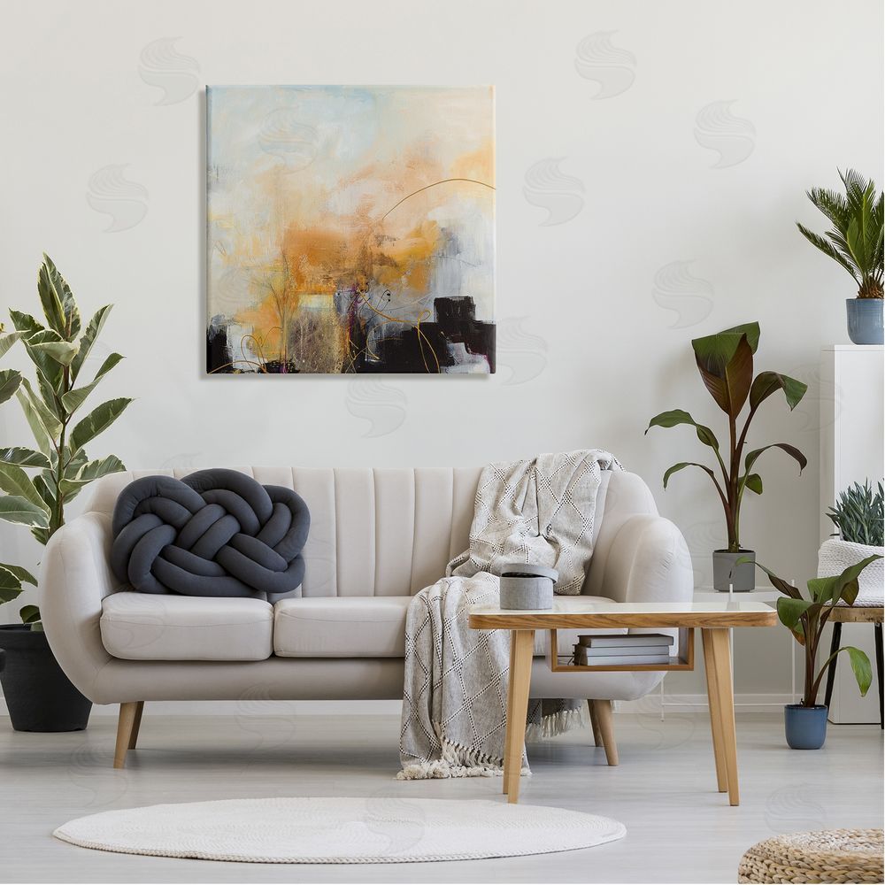 Ruth Fromstein Bold Yellow Blocked Shapes Canvas Wall Art in Room