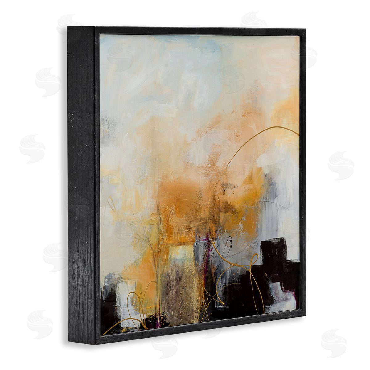 Ruth Fromstein Bold Yellow Blocked Shapes Black Framed Glicee Wall Art Print