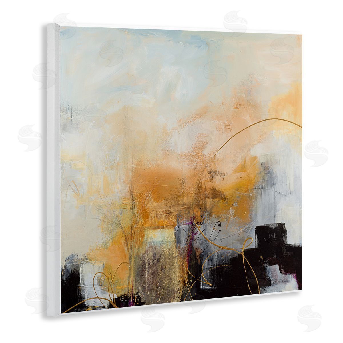 Ruth Fromstein Bold Yellow Blocked Shapes Wooden Wall Plaque Art Print