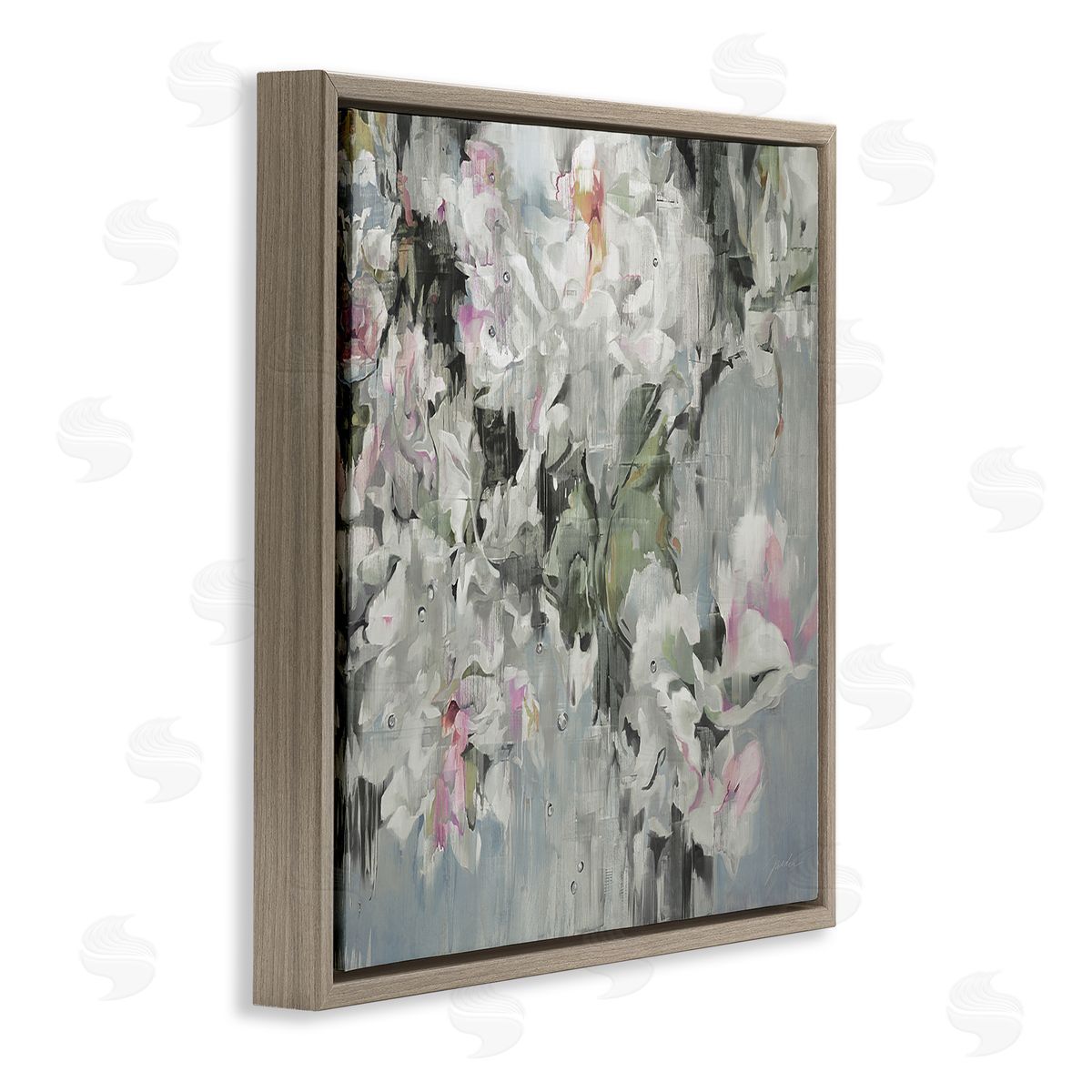 Liz Jardine Floral Rain Drip Arrangement Brown Floating Frame Canvas Wall Art Print