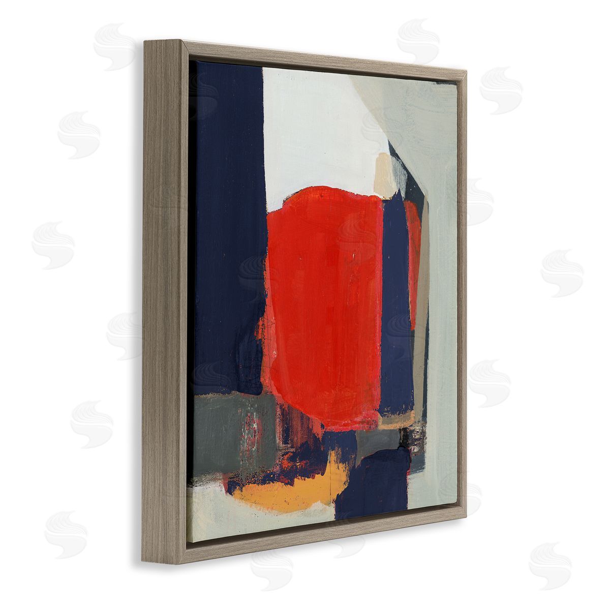 Terri Burris Primary Blocked Geometric Shapes  Brown Floating Frame Canvas Wall Art Print