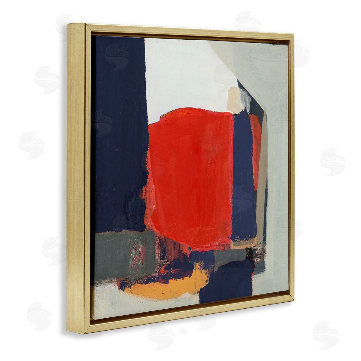 Terri Burris Primary Blocked Geometric Shapes  Gold Floating Frame Canvas Wall Art Print