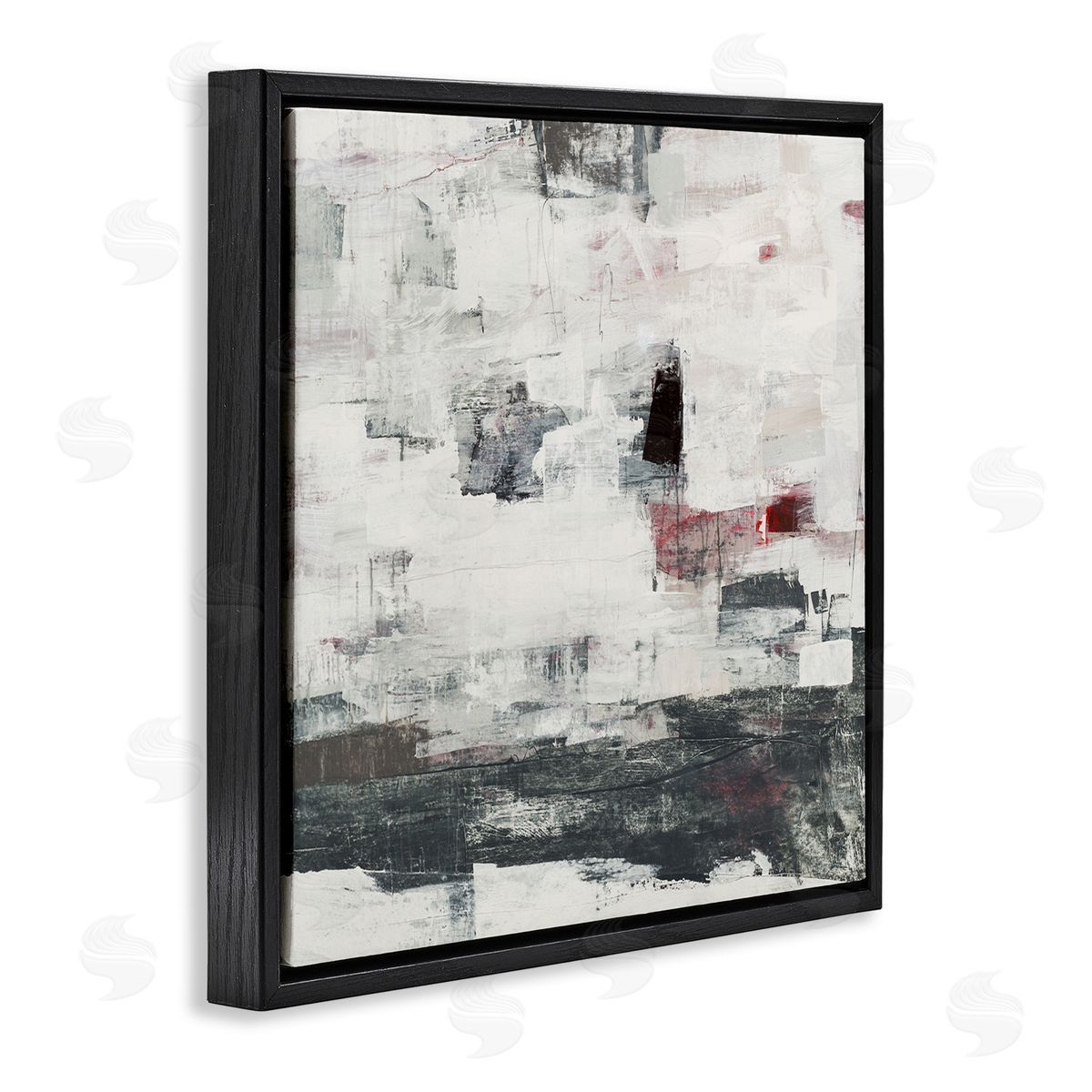Brent Foreman Moody Layered Brush Strokes Black Floating Frame Canvas Wall Art Print