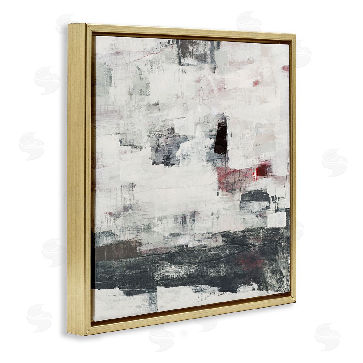 Brent Foreman Moody Layered Brush Strokes Gold Floating Frame Canvas Wall Art Print