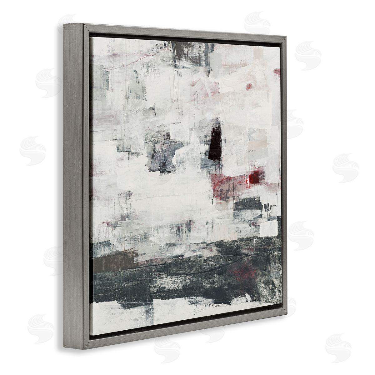Brent Foreman Moody Layered Brush Strokes Gray Floating Frame Canvas Wall Art Print