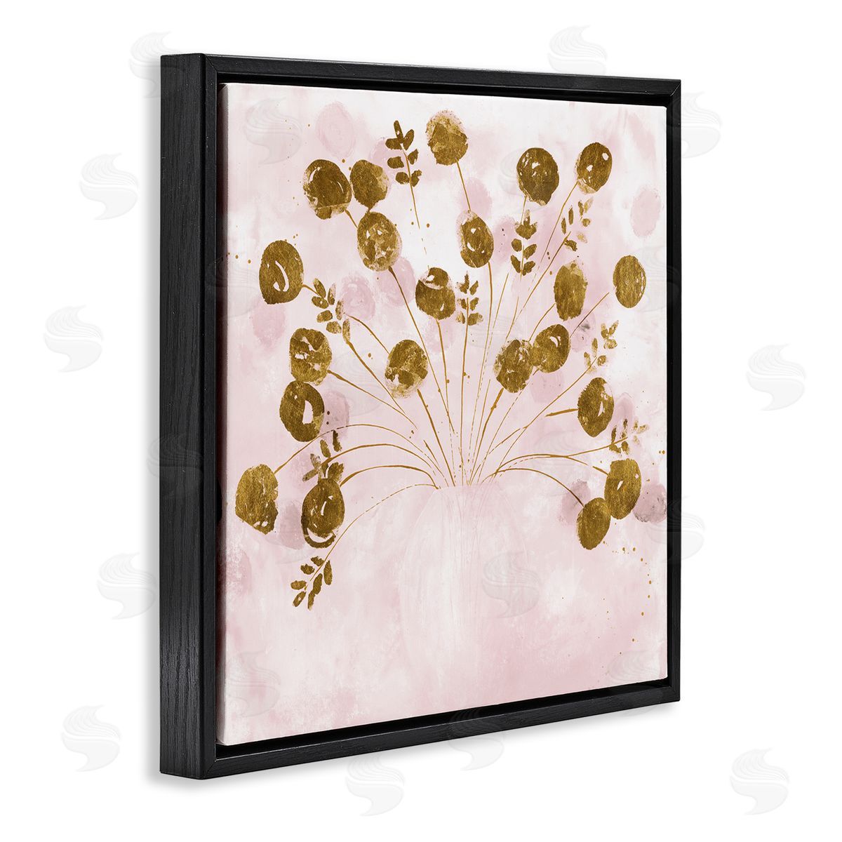 Ruth Fromstein Pink Floral Bouquet Arrangement Black Floating Frame Canvas Wall Art Print