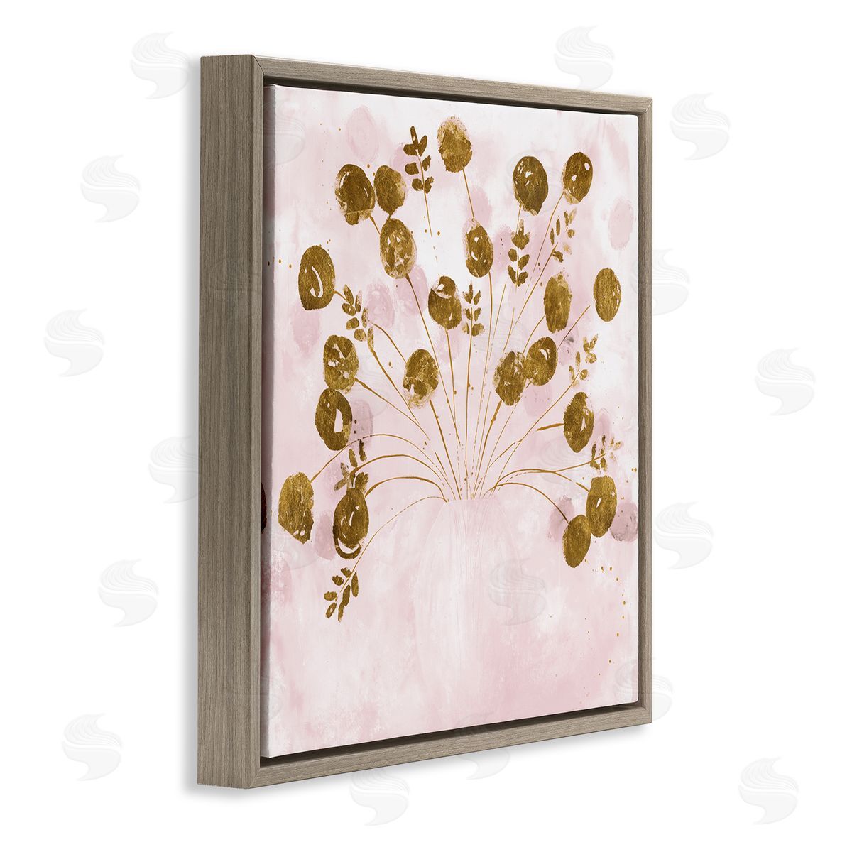 Ruth Fromstein Pink Floral Bouquet Arrangement Brown Floating Frame Canvas Wall Art Print