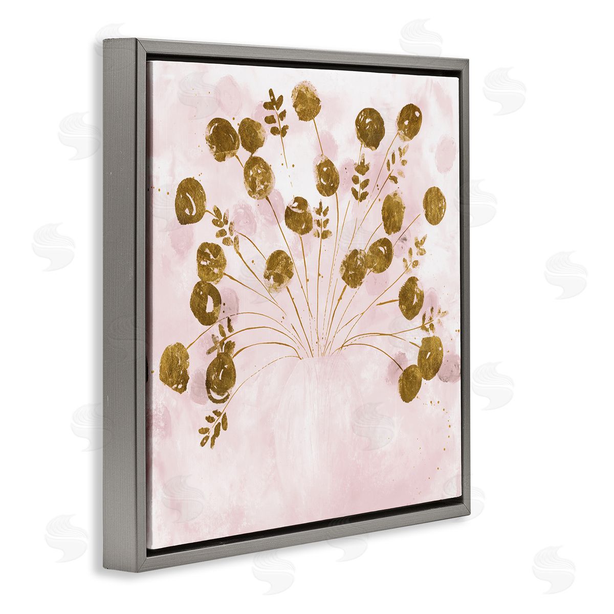 Ruth Fromstein Pink Floral Bouquet Arrangement Gray Floating Frame Canvas Wall Art Print