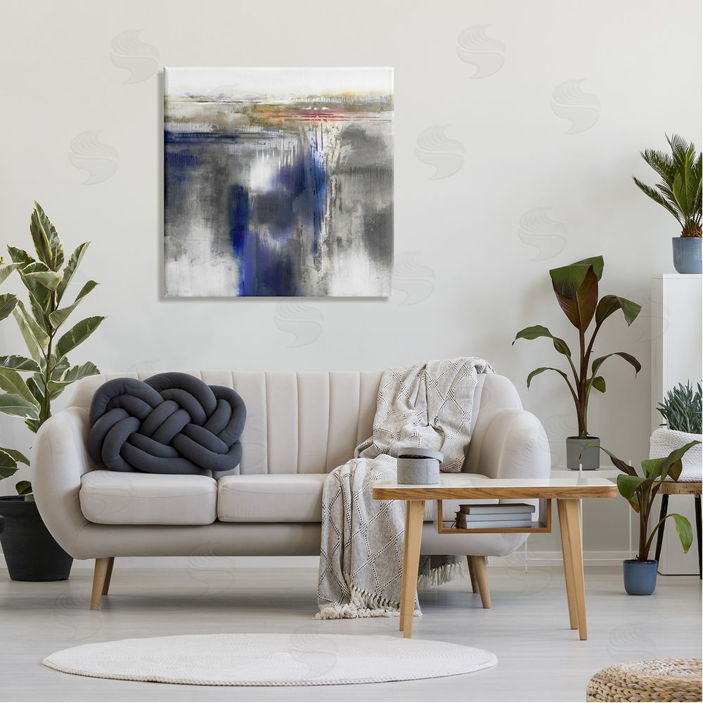K. Nari Contemporary Blue Abstract Canvas Wall Art in Room
