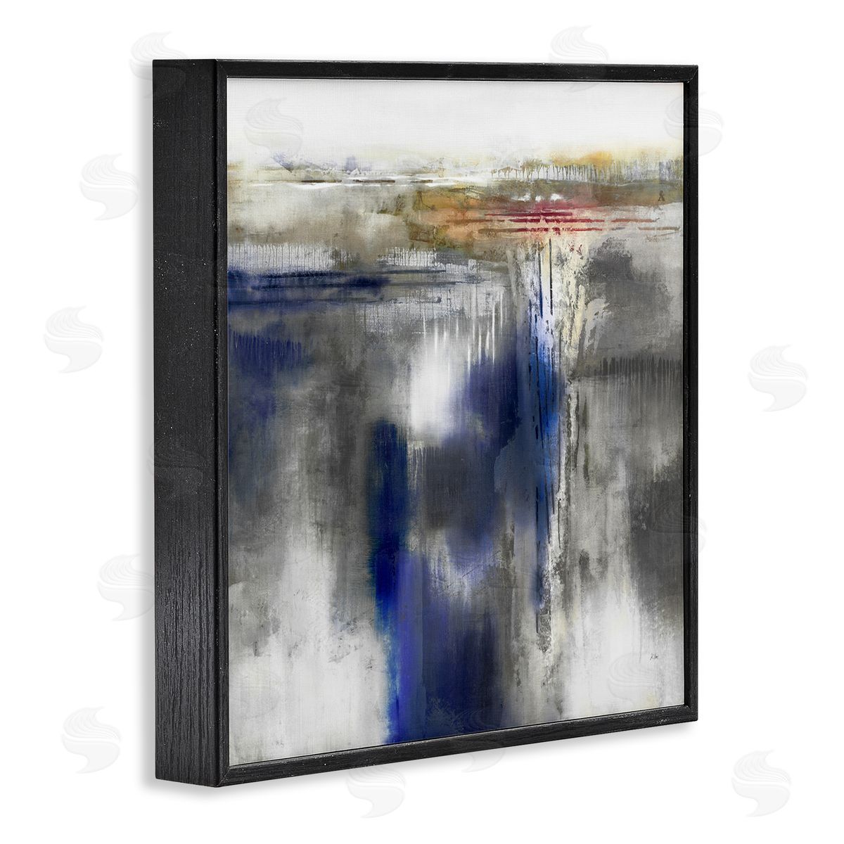 K. Nari Contemporary Blue Abstract Black Framed Glicee Wall Art Print