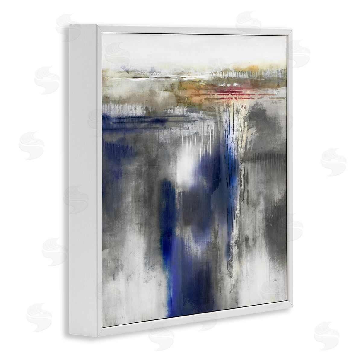 K. Nari Contemporary Blue Abstract White Framed Glicee Wall Art Print