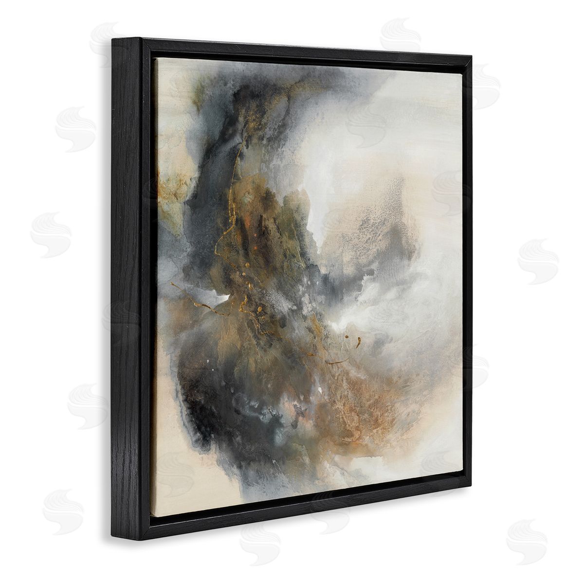 K. Nari Glam Splatter Abstract Form Black Floating Frame Canvas Wall Art Print